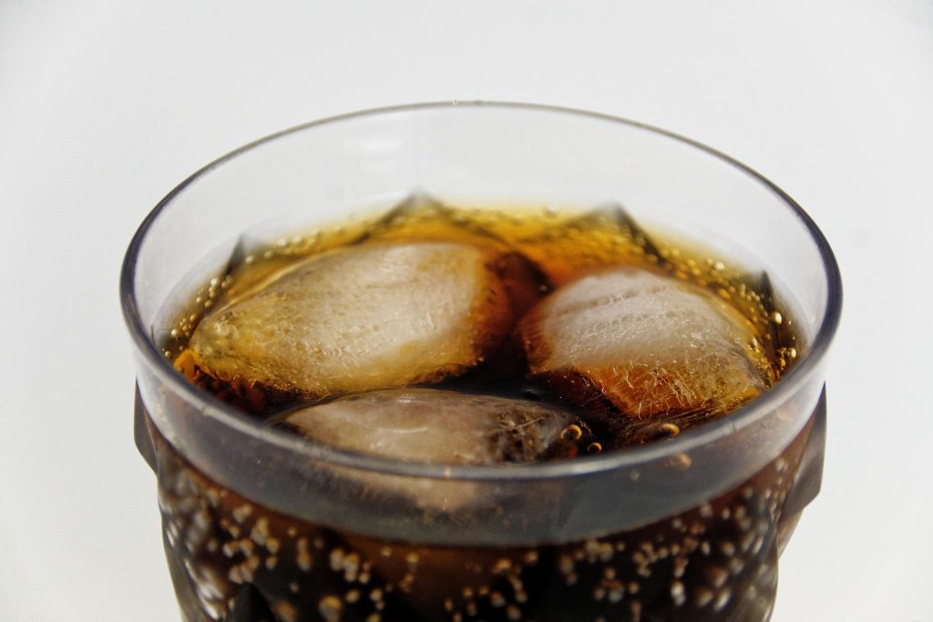 Glass of cola with ice