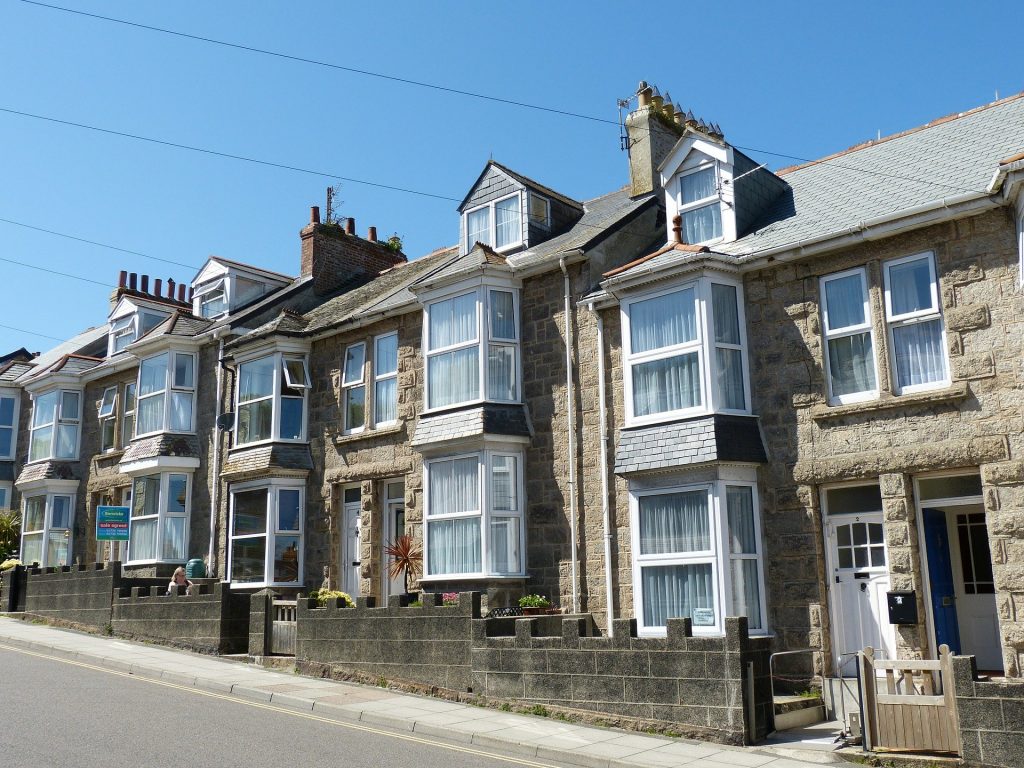 Row of terraced houses up a hill
