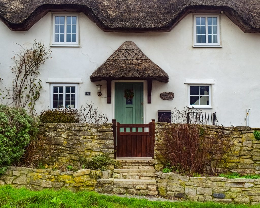 Thatched roof country cottage