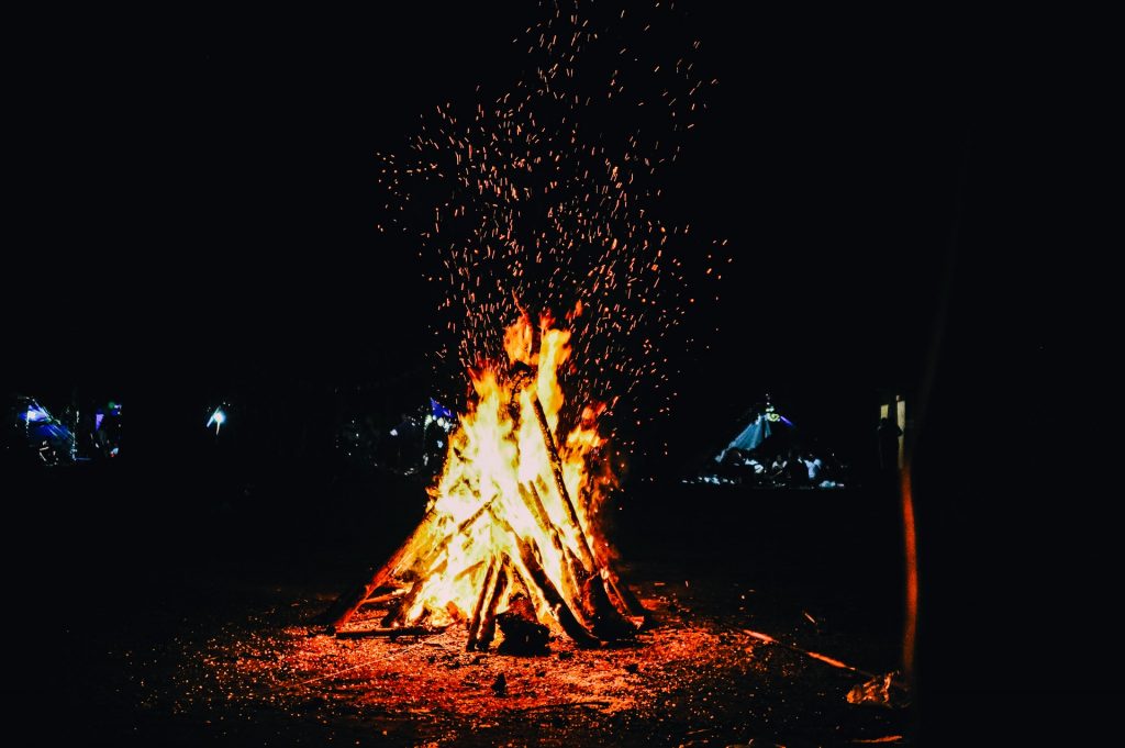 Bonfire burning in the night