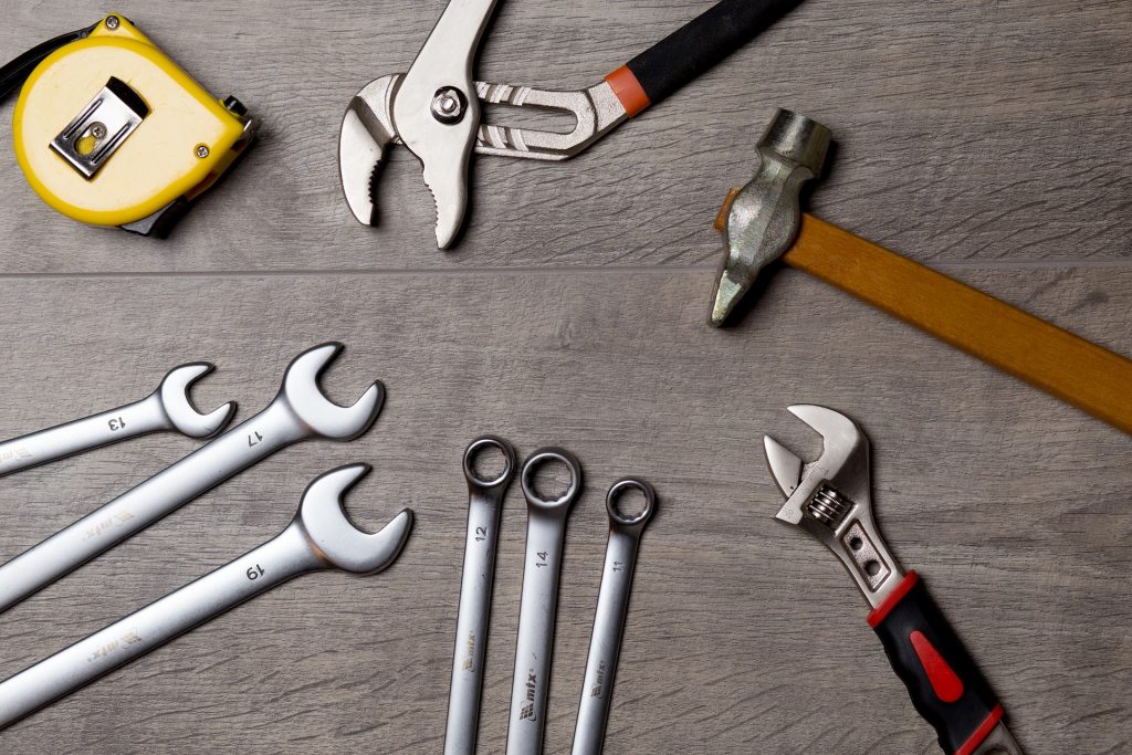 Collection of tools and spanners