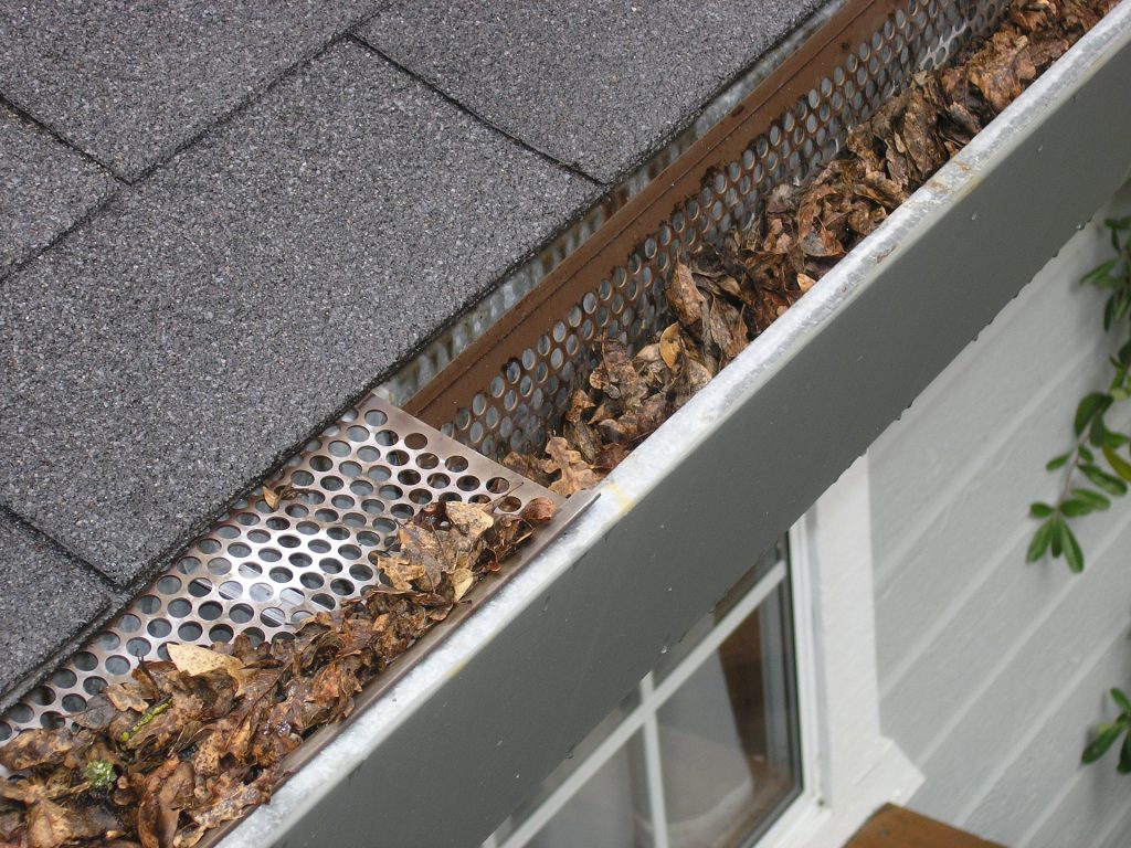 Guttering full of leaves