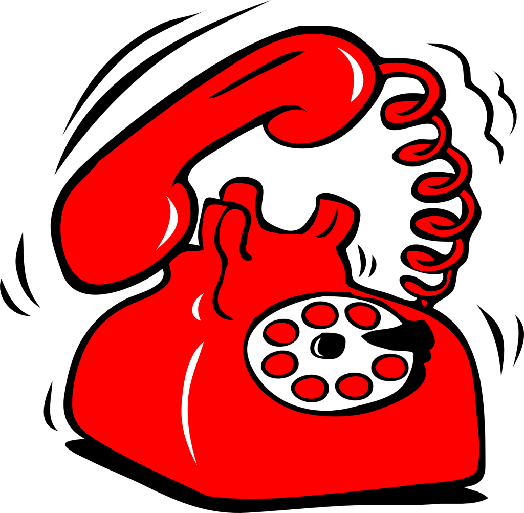 Cartoon ringing red telephone