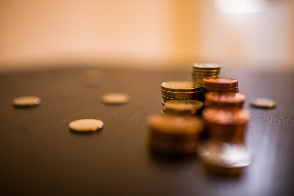 Piles of coins